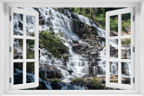 Fototapeta Naklejka Na Ścianę Okno 3D - Beautiful view of Mae Ya waterfall the largest waterfalls in Doi Inthanon National Park of Chiang Mai province of Thailand.