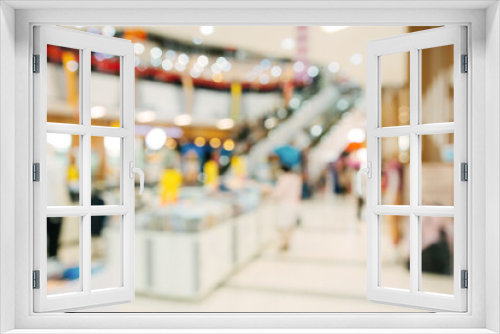 Abstract blurred of people in shopping mall of department store for background