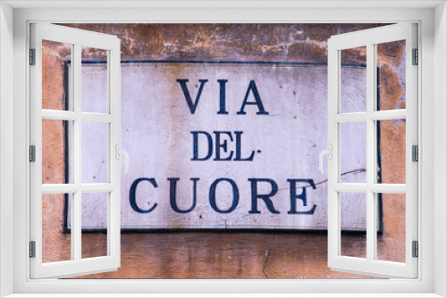 Fototapeta Naklejka Na Ścianę Okno 3D - Targa Indicazione Via del Cuore, Strada, Pisa