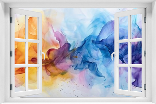 watercolor colorful rainbow background. multicolor ink splashes on white background
