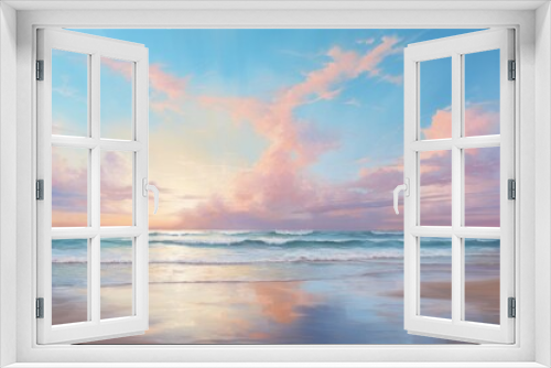  a picture of a beach scene with the ocean in the background and the sky in the foreground of the picture.