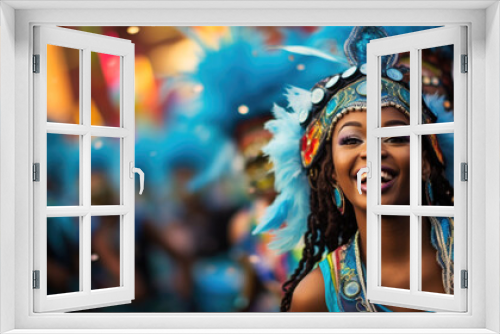 Brazilian woman wearing costume celebrating carnival