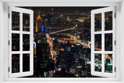 Fototapeta Naklejka Na Ścianę Okno 3D - Night view of Taipei city.