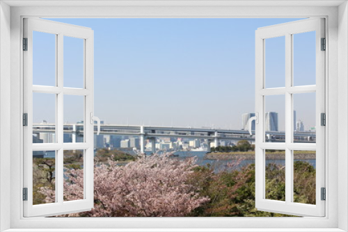 Fototapeta Naklejka Na Ścianę Okno 3D - お台場から眺めるレインボーブリッジ