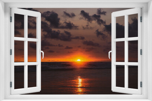 Fototapeta Naklejka Na Ścianę Okno 3D - Atardecer en la playa 