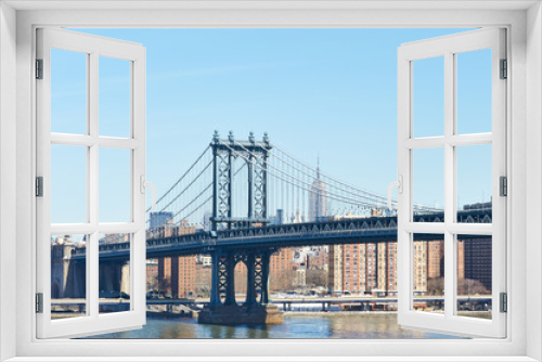 Fototapeta Naklejka Na Ścianę Okno 3D - Manhattan Bridge and skyline view from Brooklyn Bridge