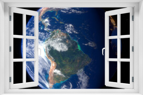 Fototapeta Naklejka Na Ścianę Okno 3D - Occurrence of day and night on the earth view from space, 3D rendering