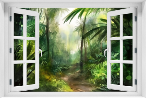 Fototapeta Naklejka Na Ścianę Okno 3D - tropical jungle background