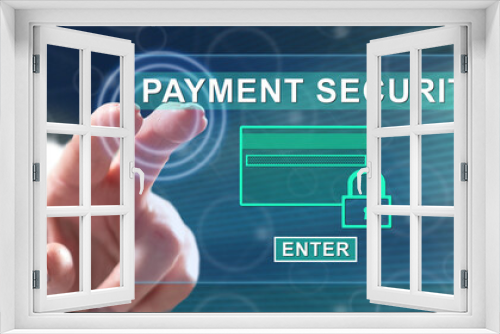 Woman touching a payment security concept