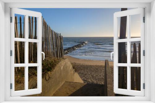 Fototapeta Naklejka Na Ścianę Okno 3D - access sand beach atlantic french coast in a natural landscape horizon