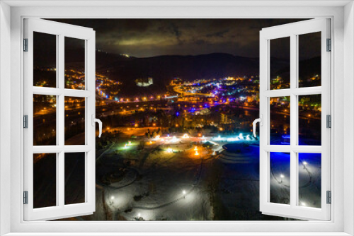 Fototapeta Naklejka Na Ścianę Okno 3D - Muszyna noc, oświetlenie świąteczne.