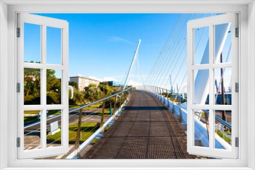 Fototapeta Naklejka Na Ścianę Okno 3D - Pedestrian bridge near the seaport in the city of Ferrol in Spain.