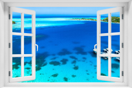 Fototapeta Naklejka Na Ścianę Okno 3D - Bora Bora paradise by drone, French Polynesia