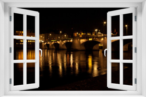 Fototapeta Naklejka Na Ścianę Okno 3D - Basel Bridge at night