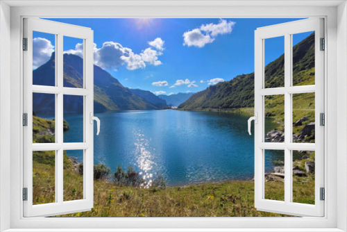 Fototapeta Naklejka Na Ścianę Okno 3D - Picturesque Alpine Lake in Austria, Vorarlberg, Lech, water reflection