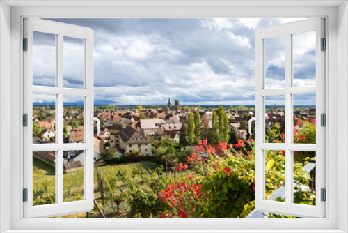 Fototapeta Naklejka Na Ścianę Okno 3D - Scenic view from Chateau d'Isenbourg and Spa at picturesque village Rouffach Haut-Rhin department in Grand Est in north-eastern France