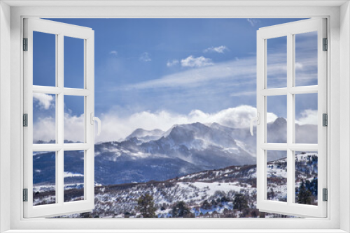 Fototapeta Naklejka Na Ścianę Okno 3D - Colorado, Dallas Divide, Mt. Snuffles mountains in a blowing winter snow storm