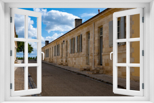 Fototapeta Naklejka Na Ścianę Okno 3D - Views of wine domain or chateau in Haut-Medoc red wine making region, Margaux village, Bordeaux, left bank of Gironde Estuary, France