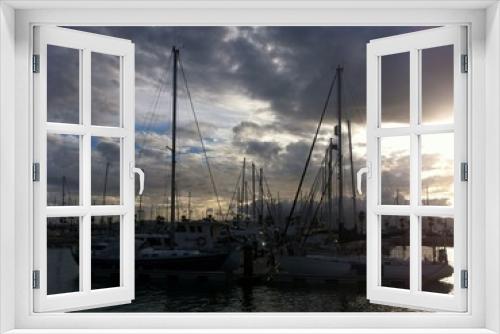 Fototapeta Naklejka Na Ścianę Okno 3D - Segelboote im Sonnenuntergang