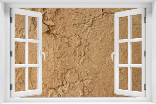 Fototapeta Naklejka Na Ścianę Okno 3D - Cracked Mud Wall Texture Background