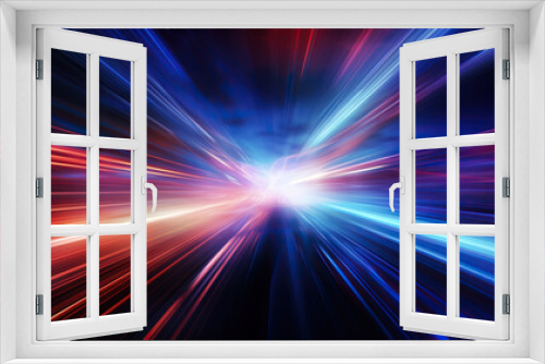 Futuristic speed motion with blue and red rays of light