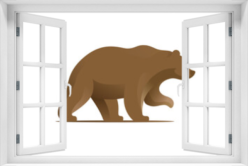 Fototapeta Naklejka Na Ścianę Okno 3D - Grizzly bear flat vector cartoon illustration. The brown bear cute illustration. Cartoon character of big mammal animal.
