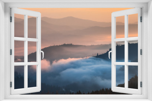 Fototapeta Naklejka Na Ścianę Okno 3D - fog and cloud mountain valley landscape
