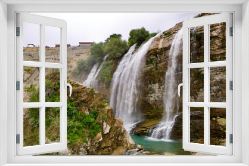 Fototapeta Naklejka Na Ścianę Okno 3D - Tortum (Uzundere) Waterfall in Erzurum. Turkey's highest waterfall. Tortum Waterfall with a height of 40 meters.