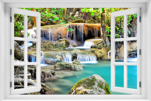 Fototapeta Naklejka Na Ścianę Okno 3D - Beautiful waterfall in deep forest