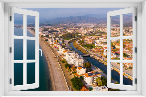 Fototapeta Naklejka Na Ścianę Okno 3D - Picturesque aerial view of coastal area of Fethiye city, prominent tourist destination in Turkish Riviera