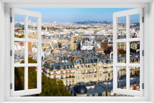 Fototapeta Naklejka Na Ścianę Okno 3D - Panorama of Paris autumn cityscape with gilded dome of Hotel des Invalides in sunny day, France