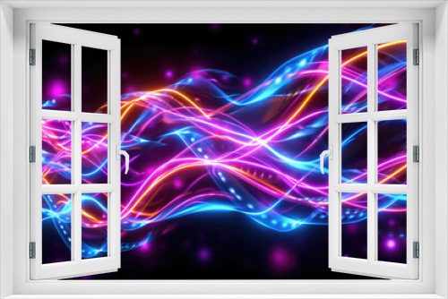 Abstract neon glowing lines. Banner artwork for covers, wallpapers and headers