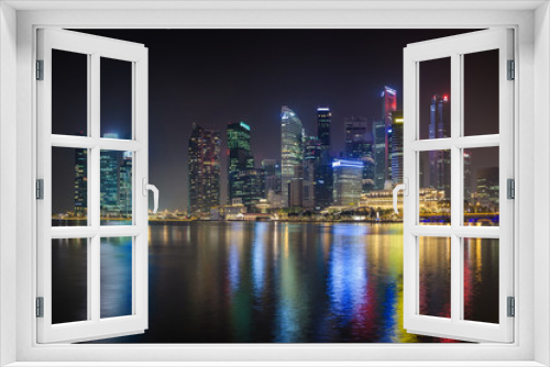 Fototapeta Naklejka Na Ścianę Okno 3D - Singapore city skyline at Marina Bay