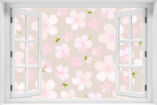 Fototapeta Naklejka Na Ścianę Okno 3D - Vector seamless pattern with cherry blossom flowers