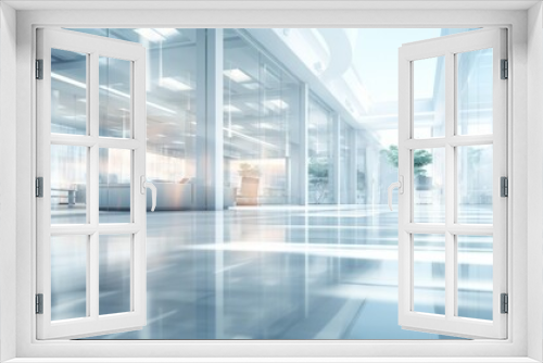 Blur background with white modern office interior.