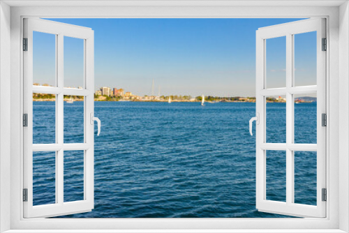 Fototapeta Naklejka Na Ścianę Okno 3D - Fenerbahce park and yachts in Bosporus scenic view from Moda Pier (Istanbul, Turkiye)