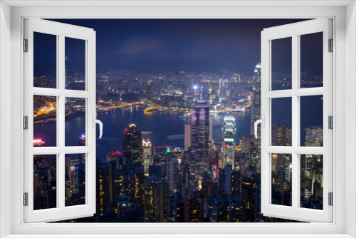 Fototapeta Naklejka Na Ścianę Okno 3D - Victoria peak, Hong Kong city scape 