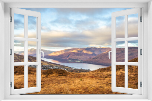 Fototapeta Naklejka Na Ścianę Okno 3D - Panoramic view from Fort William, From the summit of Cowhill. Scotland.