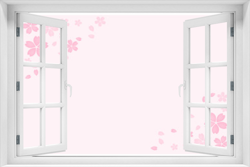 Fototapeta Naklejka Na Ścianę Okno 3D - 桜が美しい桜の花の散る春の和風フレーム背景5桜色