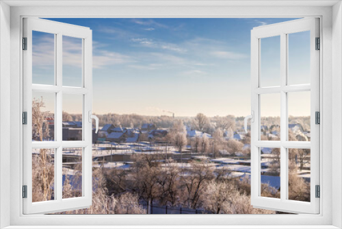 Fototapeta Naklejka Na Ścianę Okno 3D - Landscape shot of the winter village. Nature