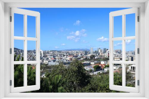 Fototapeta Naklejka Na Ścianę Okno 3D - San Francisco: Looking Northwest from Potrero Hill over the city including the Mission area. The tops of the Golden Gate Bridge can be seen in the far distance.