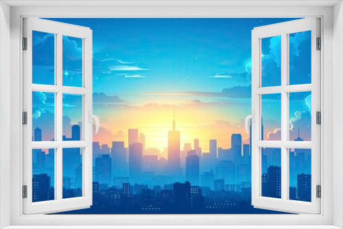 city skyline at sunset Vector silhouette generative AI