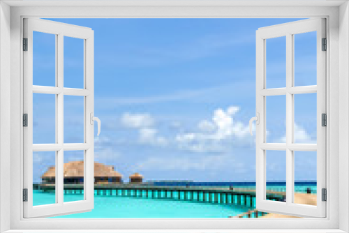 Fototapeta Naklejka Na Ścianę Okno 3D - view of water bungalow in irufushi island,  maldives