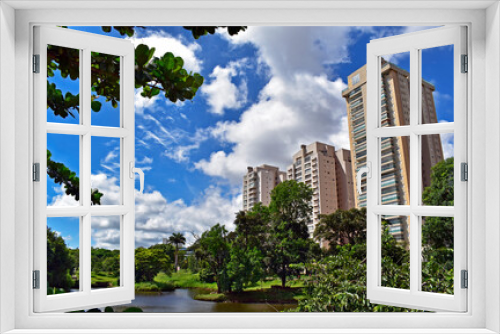 Fototapeta Naklejka Na Ścianę Okno 3D - Partial view of public park in Ribeirao Preto, Sao Paulo, Brazil
