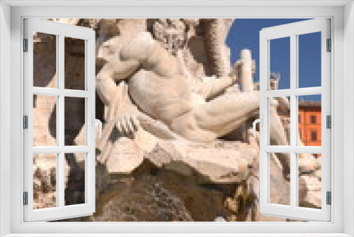 Fototapeta Naklejka Na Ścianę Okno 3D - Piękna fontanna Cztery Rzeki na Piazza Navona w Rzymie, Włochy 