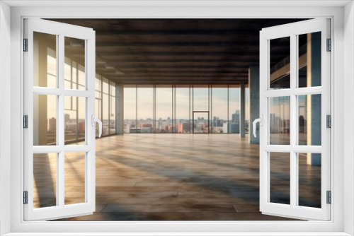 Commercial building floors built for interior decoration and design, open space with bright area