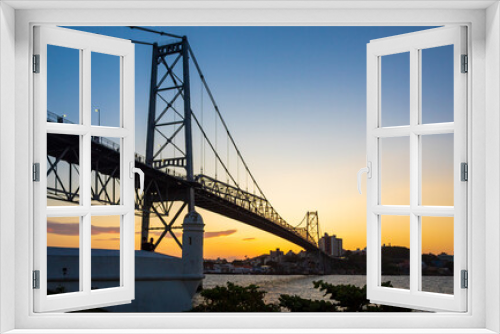 Fototapeta Naklejka Na Ścianę Okno 3D - bridge at sunset Florianopolis Brazil