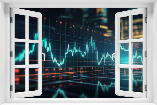 3D rendering of stock market financial graph on digital screen. Business and finance concept.