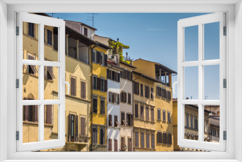 Fototapeta Naklejka Na Ścianę Okno 3D - Old houses with blinds in the historic center of Florence