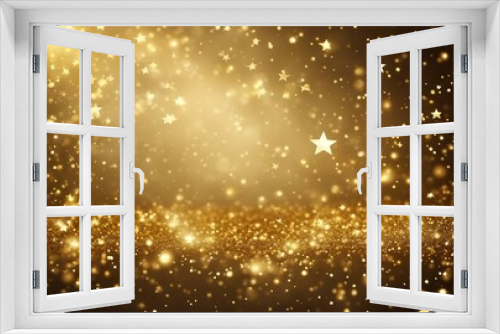 Abstract background with gold glowing stars and particle New year Christmas background with gold sta